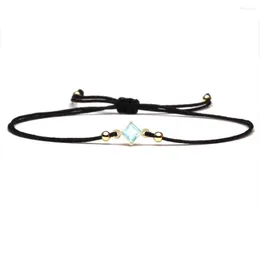 Pulseiras de charme quadrado brilhante azul claro zirconia cúbica pulseira de cristal mulheres lindas jóias ajustáveis ​​do cordão vermelho CZ