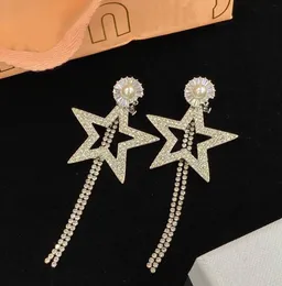 Glitter Full Diamond Designer Dangle Earrings Women Brand Silver Plated Star Tassel Chandelier Eardrop Stud Multifunctional Earring Ladies Jewelry Gift