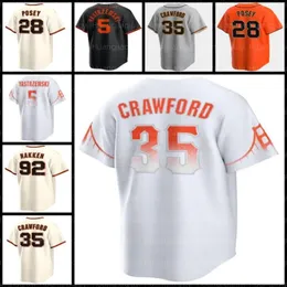 Męska koszulka baseballowa Buster Posey San Francisco Brandon Crawford Mike Yastrzemski Will Clark Brandon Belt Joey Bart LaMonte Wade Jr. Wilmer Flores Jason Vosler