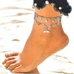 Fußkettchen Mode für Frauen Fußzubehör Blatt Symbol Sommer Strand Barfuß Sandalen Kette handgemachte böhmische Schmuck