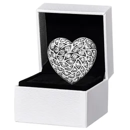 Wzór musującego serca Pojedyncze kolczyki na pandora 925 srebrne srebrne przyjęcie weselne biżuteria dla kobiet dziewczyny prezent Rose Gold Big Kolczyki z oryginalnym pudełkiem