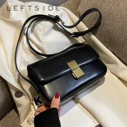 Leftside Flap Bags For Women Trend Designer Small PU lederen handtassen en portemonnees Fashion Solid Crossbody Bag 230308