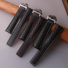 19 20 22 -мм кожа кожаная полоса часов для тега Heuer серии Carrera Men Band Watch Brap Braslet Bracelet Accessories Folding Buckle257s