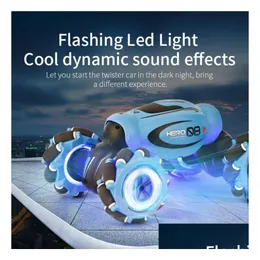 Electric/Rc Car Childrens Toy Gesture Induction Music Dance Remote Control Deformation Doublesided Stunt Offroad Drift Cars Christma Dhya0