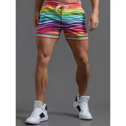 Men's Shorts Badassdude Rainbow Striped Casual 230308