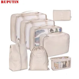 Bag Parts Accessories 8Pcsset Travel Clothes Classification Storage For Packing Cube Shoe Underwear Toiletries Organizer Pouch 230309
