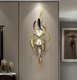 Relógios de parede Brass Quarz Clock Design Nórdico Sala de estar criativa Digital Silent Luxo Orologia da Parete decoração 50WC1665785