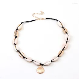 Choker 2023 Black White Rope Sea Shell Necklace Handsable Friendship Bohemia for Women Summer Jewelry