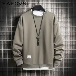 Moletons masculinos Moletons EAEOVNI Mens Casual Moletons Hoodie Homens Falsos Duas Peças Multi Color O-pescoço Moda Harajuku Estilo Masculino Moletom 230309