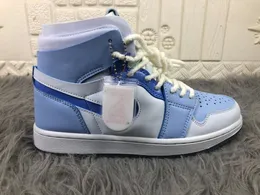 Ayakkabı Jumpman 1 Yüksek Zoom Cmft Açık Mavi Beyaz Femme ve Homme Tasarımcı Basketbol Ayakkabıları Açık Mekan Spor Ayakkabı Kutusu