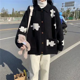 Kobiety z dzianiny w Sweter Top Winter 2023 Koreańska młodzież luźna gęsta leniwa kołnierz mody redukcji długich rękawów