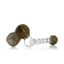 5.9 inch smoking hand pipe with high quality transparent multiple joints and colored dots decorated on brown