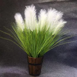 Decorative Flowers 33'' 5 Heads Pampas Grass Large Artificial Bulrush Reed Dried For Vase Filler Farmhouse Home Wedding Decor