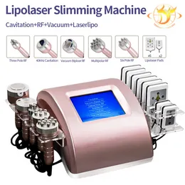 6in1 Multifunktionell ultraljudskavitation Fat Slantmaskin Lipo Laserförlust Vikt RF Skin åtdragning Vakuum Beauty Equipment 5 Heads334