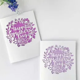 Presentkort Happy Mothers Day and Flower Wreath Metal Cutting Dies Stencil Diy Scrapbooking Eming Tool Paper Card Album Mall Z0310