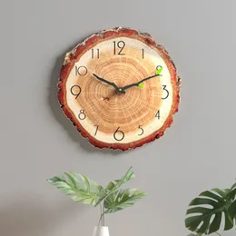 Orologi da parete Orologio da parete in legno stile nodico da 12 pollici Rustico retrò in fibra di legno Orologio da parete muto Anello di crescita Art Home Office Decorazione del caffè 230310