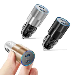 Caricatore USB per auto doppio metallo PD da 40 W Mini caricatore rapido a ricarica rapida 12-24 V 3 colori