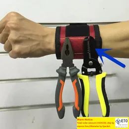 Magnetisk armbandsficka verktygsbälte påse påsar skruvar hållare hållare verktyg magnetiska armband praktisk stark chuck handled