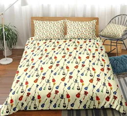 Bedding Sets Guitar Duvet Cover Set Yellow Music Microfiber Cartoon Bed For Boys Girls Kids Beds Bedspread