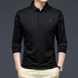 Herr t-shirts ymwmhu mode solid polo skjorta män koreanska modekläder långärmad avslappnad passform slim man polo skjorta knapp krage topps 230310