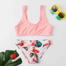 Einteilige Hotsale Baby Kinder Mädchen Bikinis Weste Form Druck Kind Dellen Kind Badeanzug Bademode Baby Biquini Infantil Badeanzug