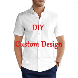 Męskie koszule unisex hawajskie niestandardowe 3D DIY Button krótkie rękawy/długie rękawy Hawaii T Shirt Tops Camisa Masculina