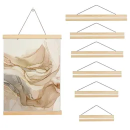 Magnetic Wood Poster Hanger Frame Diy Teak Pine para fotos Rolls Picture Pinturas Pinturas