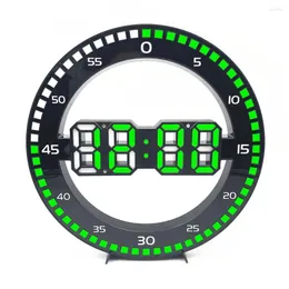 Orologi da parete 3D LED Digital Clock Electronic Night Glow Round Regola automaticamente la luminosità Desktop Decor Time