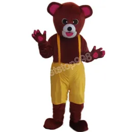 New Adult Brown Yellow Bear Mascot Costumes simulazione Personaggio dei cartoni animati Anime Tema Adulti Taglia Natale Pubblicità esterna Vestito per uomo Donna
