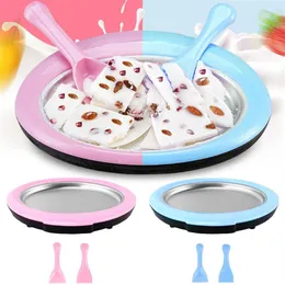 Mini Fried Yogurt Machine Ice With 2 Spatulas Homemade Cream Rolls Tray Kitchen Accessories Baking Moulds271m