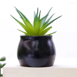 Dekorativa blommor 2023 Vit keramik Potted Artificial Green Succulent Plants Bonsai Set Plastic Fake Flower With Vase Home Balcony