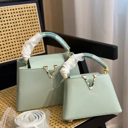Donna capu bb Borsa tote di design di lusso mini borsa a tracolla da donna fiore classico piccola borsa verde fresco 28 20 cm