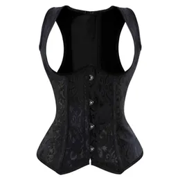 Bustiers & Corsets Women Gothic Sexy Jacquard Underbust Corselet Vest Slimming Waist Training Brocade Straps Top Plus SizeBustiers