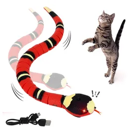 Cat Toys Smart Sensing Interactive Automatic Eletronic Snake Teasering Spela USB -uppladdningsbar kattunge för S Dogs Pet 230309