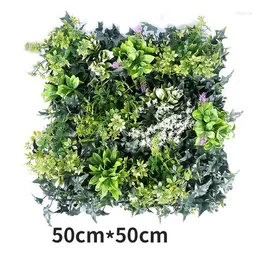 Fiori decorativi Pianta artificiale in plastica Prato Fiore da matrimonio Parete Giardino El Mall Decorazione interna per esterni Protezione UV Coperta verde