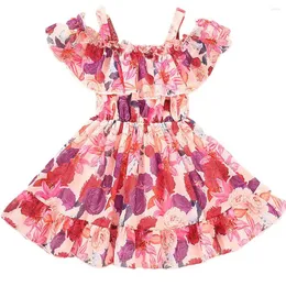 Abiti da ragazza Baby Girsl Summer Chiffon Flower Toddler Kids Fancy Normal Dress Clothes Abbigliamento da spiaggia Abbigliamento per bambini per 1 2 3 4 5 6Y
