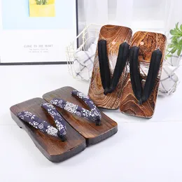 Slippers Man Slipper Summer Flip Flops Cosplay اليابانية samurai geta slippers الخشب 2 الصنادل السميكة السميكة منصة 230309