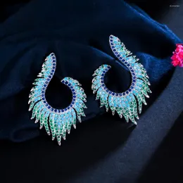 Orecchini per borchie bohémien Dichiarazione etnica Crystal a forma di piuma per donne Accessori regalo per feste di gioielleria di lusso
