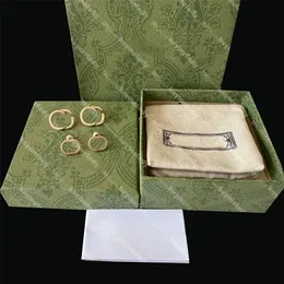 Fashion Gold Hoop Ohrringe Designer Brief Bolzen Schmuck mit Schachtel Set Geschenken Großhandel