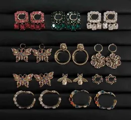 Designer Earrings Charm Women Studs Geometric White Zircon Stone Crystal Rhinestone Hoop Earring Wedding Party Jewelry With Box