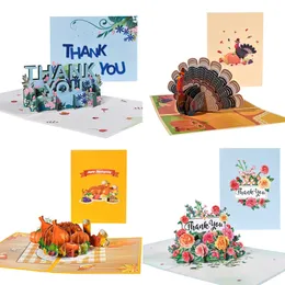 Cartes-cadeaux Thanksgiving Day Gift Card 3D Pop Up Give Thanks Merci Cartes de vœux Z0310