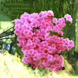 Dekorativa blommor 10st Silk Blossom Cherry Artificial Pink White Tree Home Decor Flower Spring Wedding Accessories