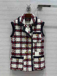 Women's Vests Designer Lapel Neck Panelled Patchwork Knit Brand Se Style Luxury GFRU