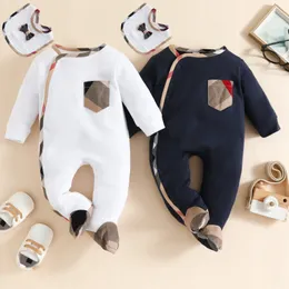Macacão de bebê com gola redonda, roupas recém-nascidas, cor sólida, manga longa, algodão, meninos, meninas, lapela, macacão de bebê