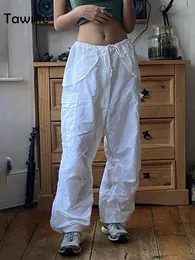 Kadın Pantolon Capris Tawnie Y2K Sokak Giysesi Bol Kargo Pantolon Kadın Vintage Drawstring Düşük Bel Sweatpants Sıradan Gevşek Geniş Bacak Pantolonları Yaz 230310