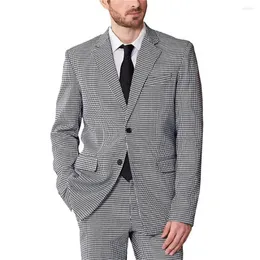 Suits męski Mężczyźni Wysokiej jakości lapel Man Houndstooth Groom Tuxedos ślub/bal mat