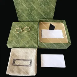 Schicke Doppelbuchstaben-Charm-Ohrringe mit Geschenkbox-Set, geprägter Stempel, goldene Ohrstecker, Ohrhänger für Frauen, Party, Jahrestag, Liebhaber, Geschenkschmuck