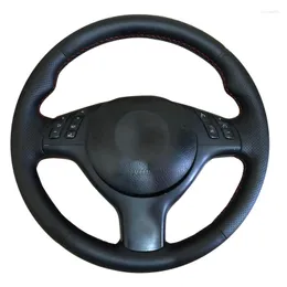 Ratthjulet täcker äkta läderbilskydd för E46 E39 330i 540i 525i 530i 330ci M3 2001-2003/ratthjulshandtag i flätan