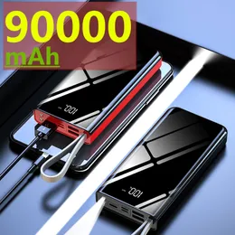 Güç Bankaları 90000mAH Taşınabilir Şarj Cihazı 90000mAH Güç Bankası Hızlı Şarj İPhone 13 12 11 Huawei Xiaom için Harici Pil