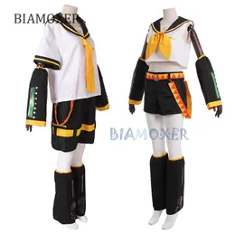 Temadräkt Rin Len Halloween Uniform Cosplay Complete Costumes Set Topsshorts Women Men 230310